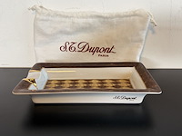 S.t. dupont paris limoges porseleinen sigarenasbak / vide-poche – gemarmerd ruitpatroon