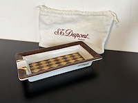 S.t. dupont paris limoges porseleinen sigarenasbak / vide-poche – gemarmerd ruitpatroon - afbeelding 2 van  4