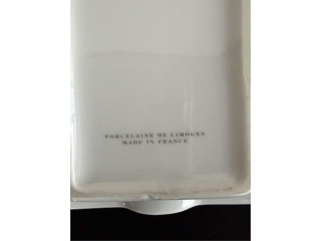 S.t. dupont paris limoges porseleinen sigarenasbak / vide-poche – gemarmerd ruitpatroon - afbeelding 4 van  4