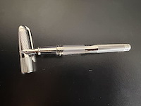 S.t. dupont paris "olympio" verzilverde vulpen met 18k (750) gouden penpunt - incl. doos & documenten - afbeelding 4 van  7
