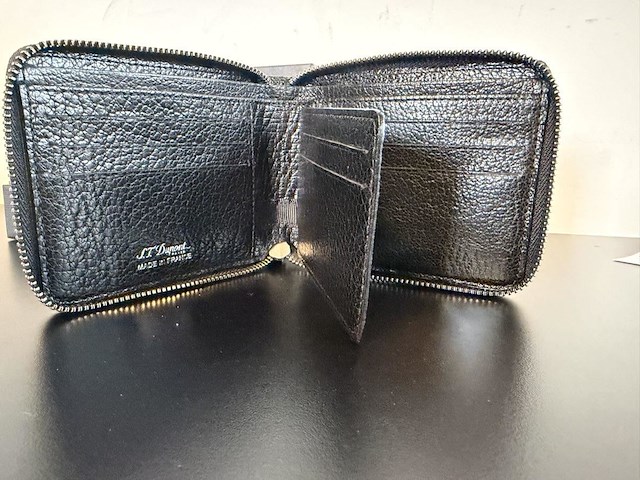 S.t. dupont paris zwart buffellederen portemonnee rondom met rits (zip-around wallet) - afbeelding 6 van  8