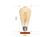 St64 amber filament lamp – 6w – e27 – dimbaar – ip20 (x80) - afbeelding 2 van  3