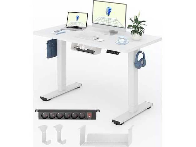 Sta-bureau 100x60cm eén stuk, wit - afbeelding 1 van  5