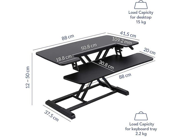 Staande bureauomzetter met toetsenbord, gasveer - afbeelding 4 van  8