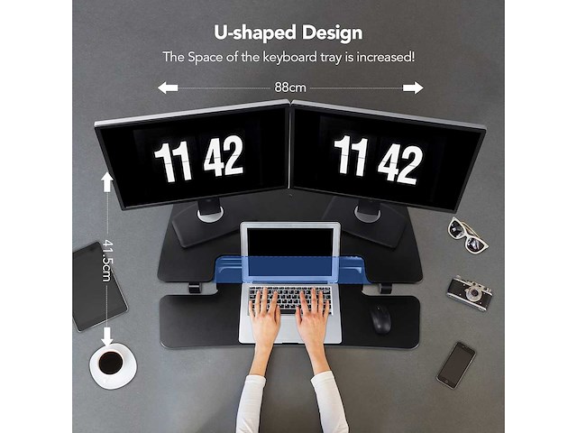 Staande bureauomzetter met toetsenbord, gasveer - afbeelding 5 van  8