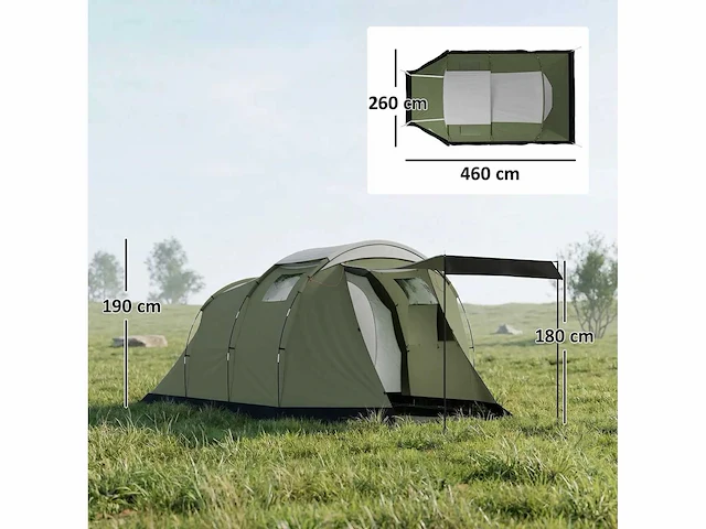 Stabiele kampeertent voor 3-4 personen 3000mm waterdicht - afbeelding 3 van  5