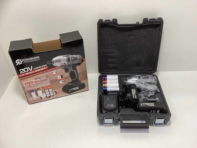 Stahlgruppe 20v accu slagmoersleutel - incl. 2x 20v accu + acculader + krachtdoppen in koffer - afbeelding 10 van  10
