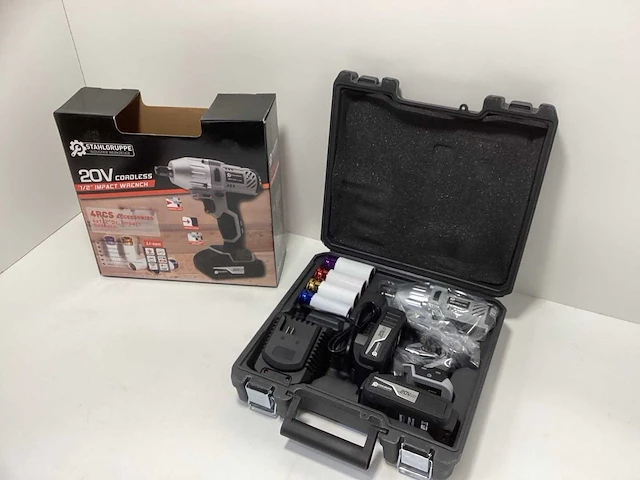 Stahlgruppe 20v accu slagmoersleutel - incl. 2x 20v accu + acculader + krachtdoppen in koffer - afbeelding 6 van  10