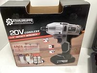 Stahlgruppe 20v accu slagmoersleutel - incl. 2x 20v accu + acculader + krachtdoppen in koffer - afbeelding 4 van  10