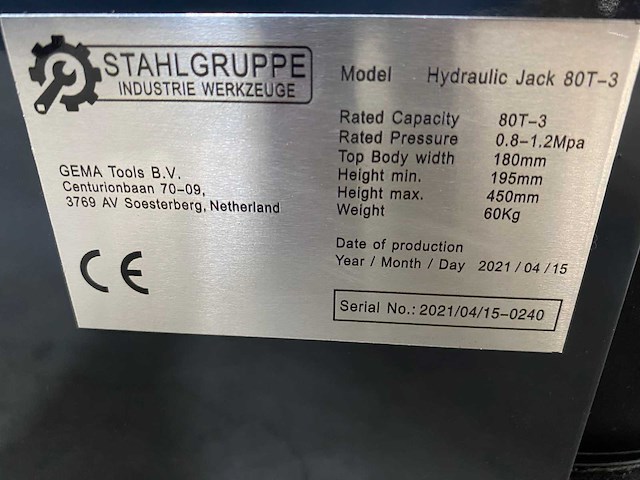 Stahlgruppe 80 ton hydropneumatische krik - afbeelding 5 van  13