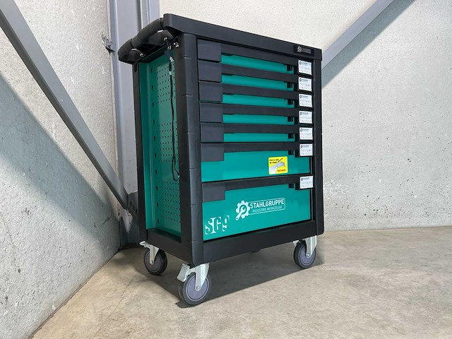 Stahlgruppe sg9 gevulde gereedschapswagen + accu gereedschappen - afbeelding 1 van  4