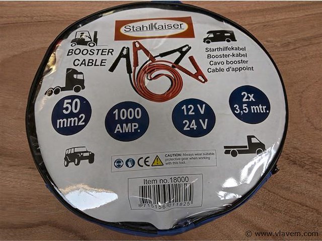 Stahlkaiser accu startkabelset 1000amp - afbeelding 1 van  4