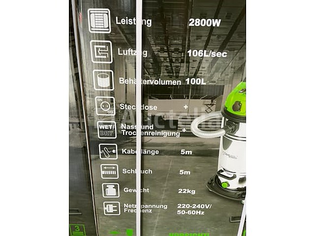 Stahlwerk stof en water bouw stofzuiger 100 liter - afbeelding 2 van  4