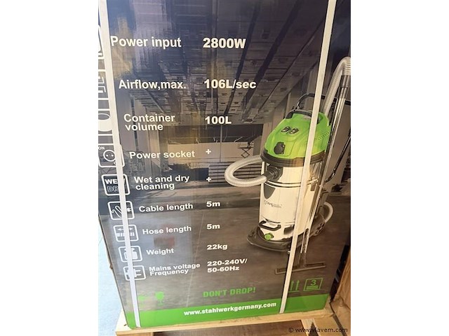 Stahlwerk stof en water bouw stofzuiger 100 liter - afbeelding 7 van  7