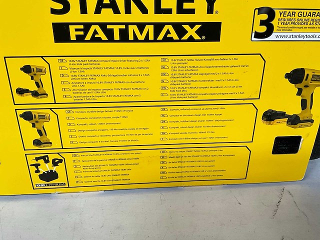 Stanley fatmax fmc041s2 accu slagschroevendraaier + twee accu’s en lader - afbeelding 10 van  10