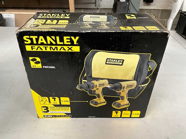 Stanley fatmax fmck062ss2-qw accuboormachine en slagschroevendraaier + 2 accu’s - afbeelding 1 van  6