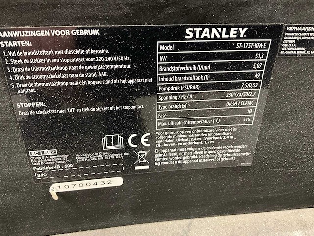 Stanley st-175t-kfa-e heater stookolie - afbeelding 5 van  5