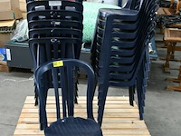 Stapelbare blauwe kunststof tuinstoelen (19x)