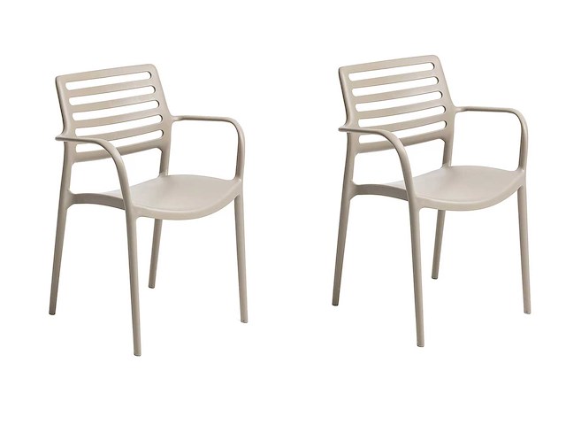 Stapelbare stoelen met armleuningen, versterkt met glasvezel, laadvermogen tot 250 kg - cappuccino (x6) - afbeelding 1 van  7