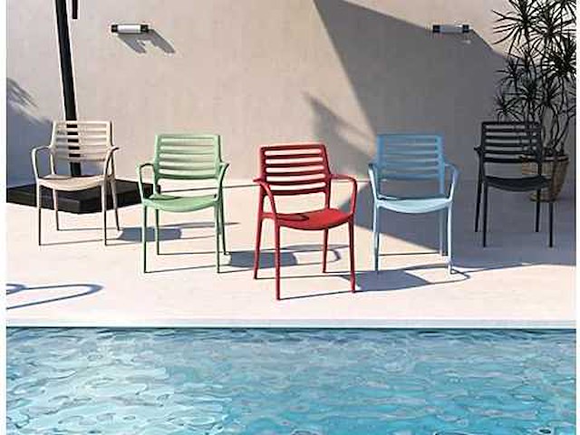 Stapelbare stoelen met armleuningen, versterkt met glasvezel, laadvermogen tot 250 kg (x6 mix) - afbeelding 1 van  6