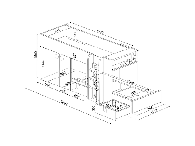 Stapelbed beau 90x190 cm - grenen/bruin - afbeelding 4 van  7