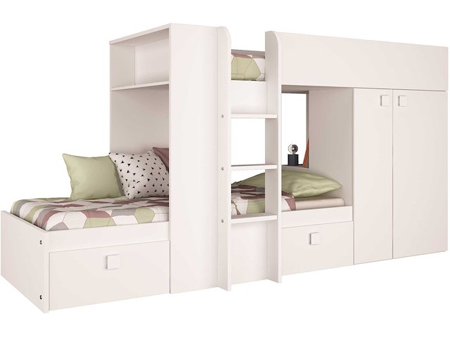 Stapelbed beau (lattenbodem onderste bed niet inbegrepen) - wit - afbeelding 7 van  7