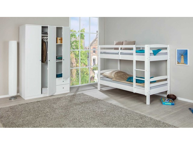 Stapelbed david 90x200 - white wash - afbeelding 3 van  6