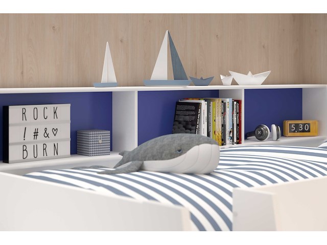 Stapelbed leo incl. matrasbodems - wit/blauw/roze - afbeelding 5 van  7