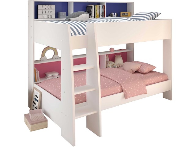 Stapelbed leo incl. matrasbodems - wit/blauw/roze - afbeelding 4 van  7