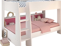 Stapelbed leo incl. matrasbodems - wit/blauw/roze - afbeelding 4 van  7