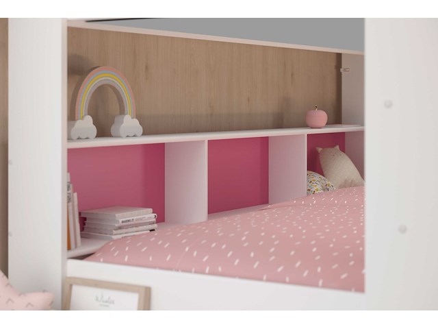 Stapelbed leo incl. matrasbodems - wit/blauw/roze - afbeelding 6 van  7