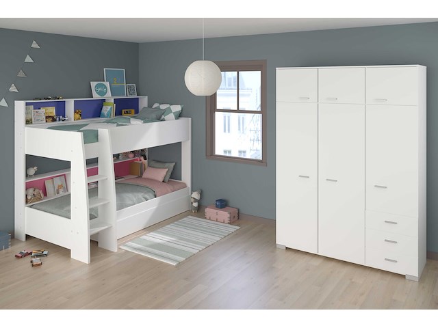 Stapelbed leo incl. matrasbodems - wit/blauw/roze - afbeelding 7 van  7
