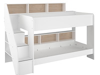 Stapelbed lester 90x200 met opbergruimte - wit/eik - afbeelding 1 van  7