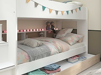 Stapelbed lester 90x200 met opbergruimte - wit/eik - afbeelding 2 van  7