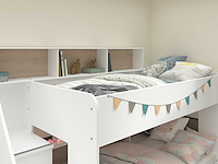 Stapelbed lester 90x200 met opbergruimte - wit/eik - afbeelding 3 van  7