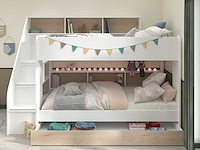 Stapelbed lester 90x200 met opbergruimte - wit/eik - afbeelding 6 van  7