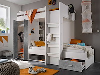 Stapelbed lopes 90x200cm met kast - beton/wit - afbeelding 3 van  4