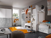 Stapelbed lopes 90x200cm met kast - beton/wit - afbeelding 4 van  4
