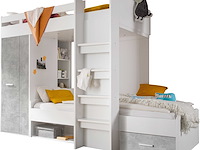 Stapelbed lopes 90x200cm met kast - beton/wit - afbeelding 2 van  4