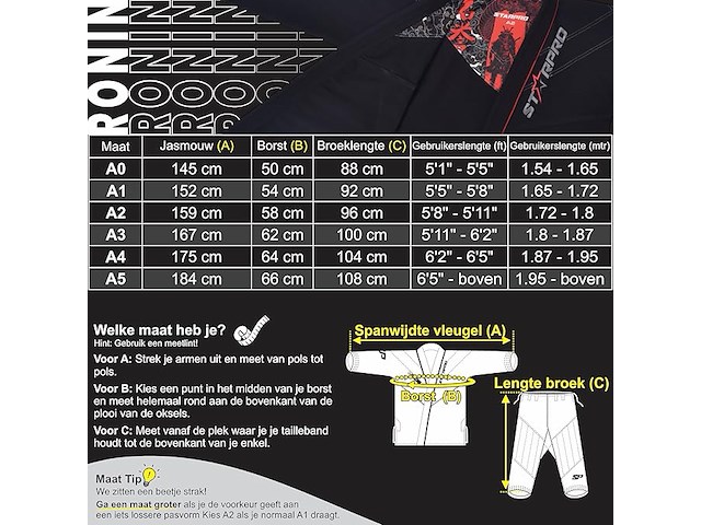 Starpro | ronin voorgekrompen premium jiu jitsu gi - afbeelding 3 van  4