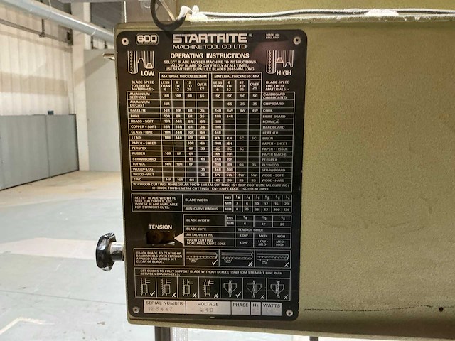 Startrite 600 lintzaagmachine - afbeelding 6 van  6