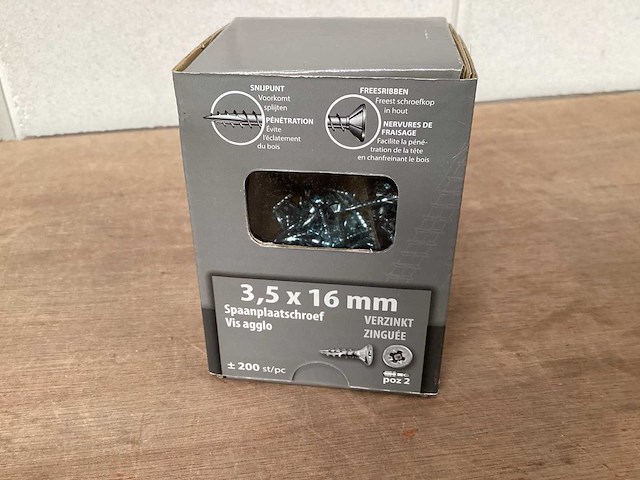 Starx spaanplaatschroef 3,5x 16mm, doos 200 stuks (22x) - afbeelding 1 van  4
