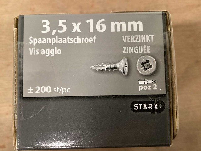 Starx spaanplaatschroef 3,5x 16mm, doos 200 stuks (22x) - afbeelding 3 van  4
