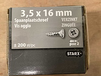 Starx spaanplaatschroef 3,5x 16mm, doos 200 stuks (22x) - afbeelding 3 van  4