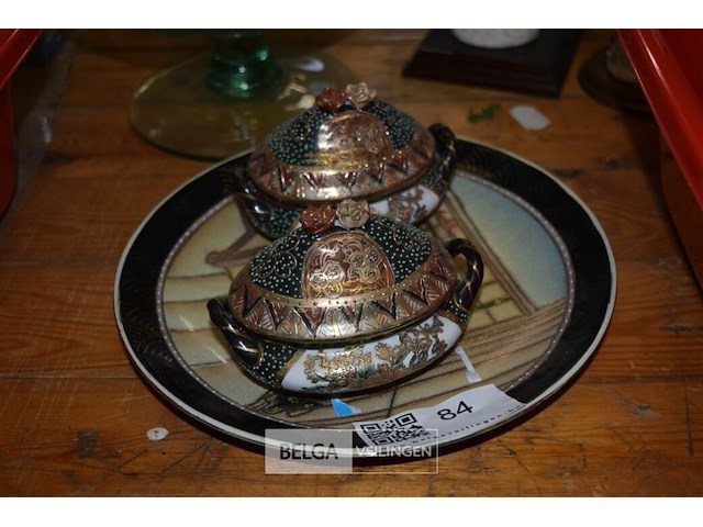 Stasuma bord en 2 potjes met deksel - afbeelding 1 van  2