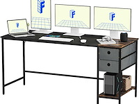 Stationair computerbureau met plank, stationair computerbord met 3 opbergplanken - afbeelding 1 van  8