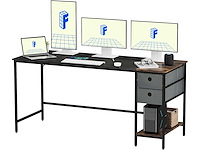 Stationair computerbureau met plank, stationair computerbord met 3 opbergplanken - afbeelding 2 van  8
