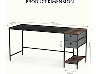 Stationair computerbureau met plank, stationair computerbord met 3 opbergplanken - afbeelding 3 van  8