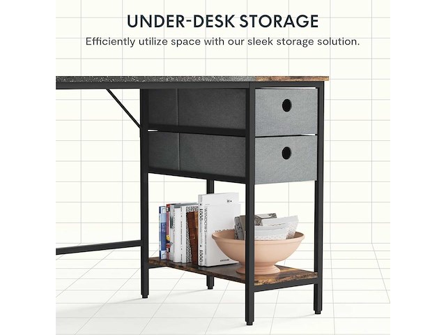 Stationair computerbureau met plank, stationair computerbord met 3 opbergplanken - afbeelding 4 van  8