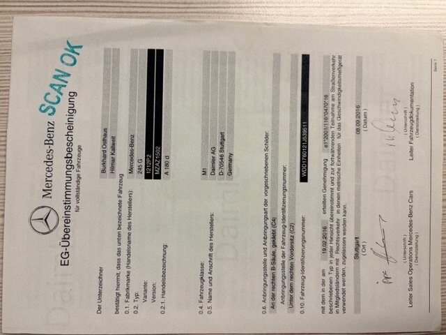 Stationwagen mercedes benz a 180d, type: 245g, variant: 1212p2, versie: mzaz1502, chassisnummer: wdd1760121j539511, bouwjaar: 18/10/2016, met inschrijvingsbewijs deel i, gelijkvormigheidsattest en 2 sleutels. - afbeelding 17 van  36